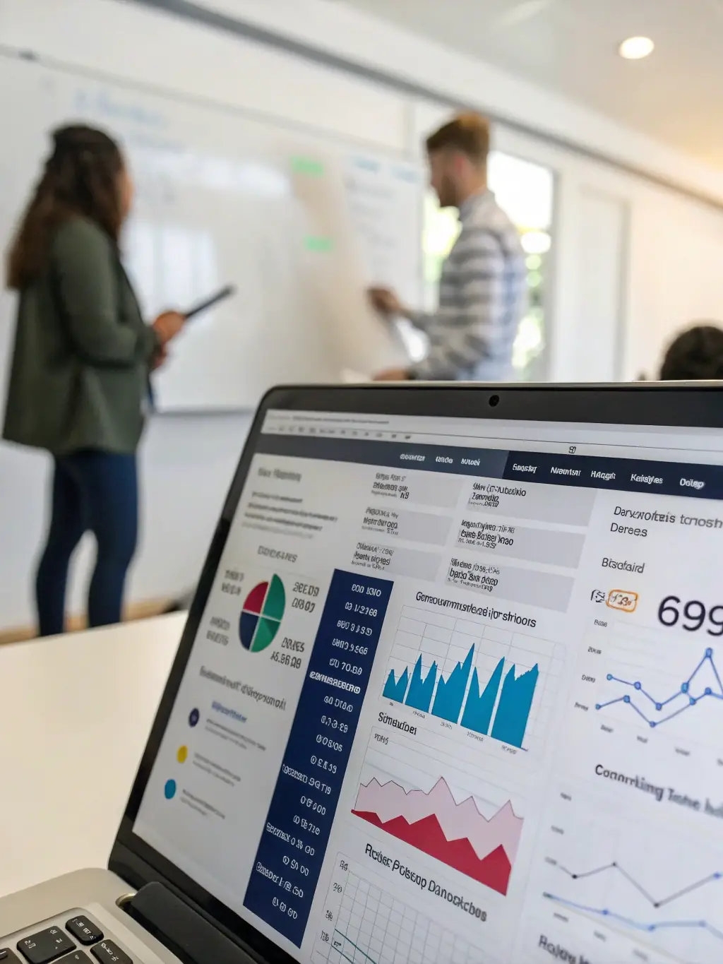 A close-up shot of a computer screen displaying an AI-powered outreach platform with personalized email templates and analytics dashboards, showcasing the efficiency and data-driven approach of CS Agency's outreach service.